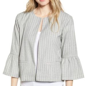 Cupcakes & Cashmere Bell Cuff Striped Crop Blazer